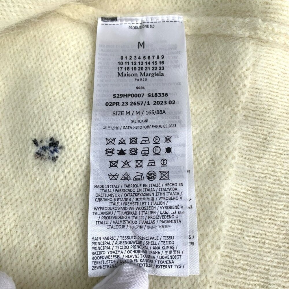 Maison Margiela Womens Cream Angora Blend Cardigan With Blue & Brown Embellished - Picture 7 of 9